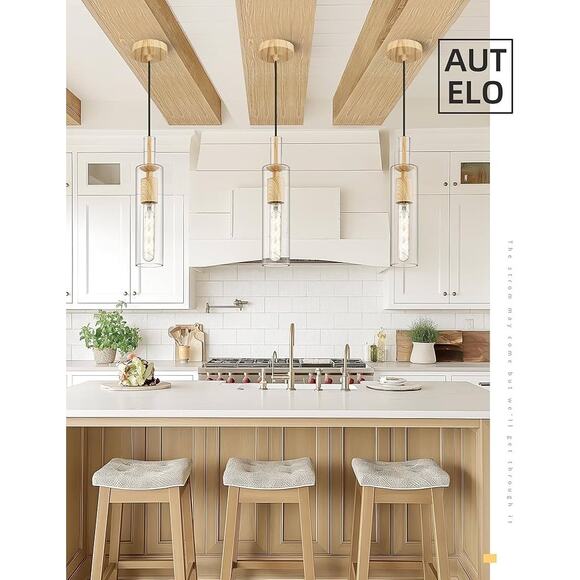 AUTELO 1-Light Pendant Lights - Vintage Pendant Lights Kitchen Island - Picture 3 of 6